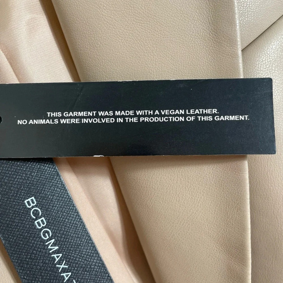 NWT BCBGMaxAzria Tan Latte Faux Leather Heavy Oversized Blazer Jacket - Picture 5 of 16